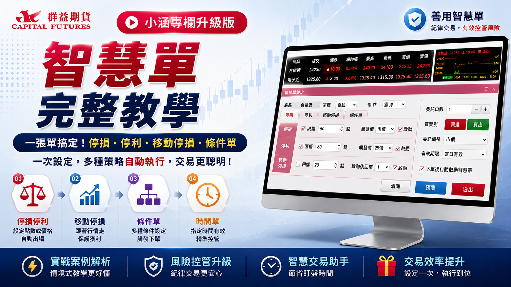 群益策略王智慧單完整教學｜OCO二擇一、移動停損MST、進出場單完整操作